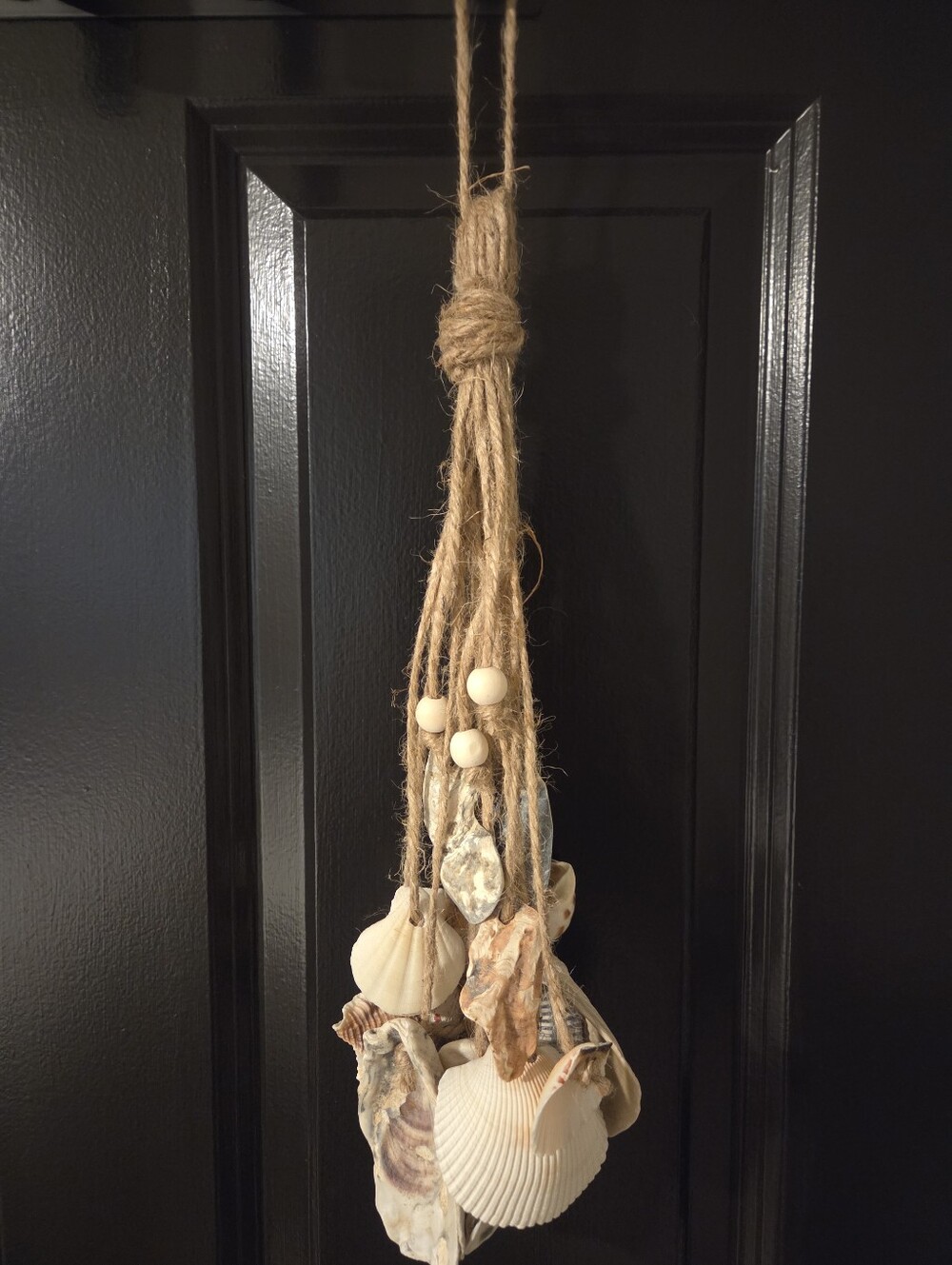 Hanging Seashell Tassel Decor with Natural Jute and Wooden Beads
